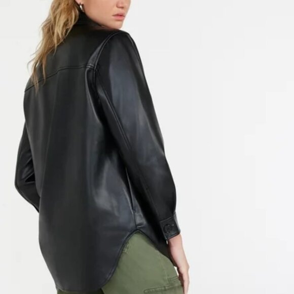 NWT! Women’s True & Co Faux Leather Button Down - Picture 5 of 6